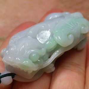 Certified Natural Burma A Jade jadeite Dragon Pi Xiu Coin Pendant Necklace